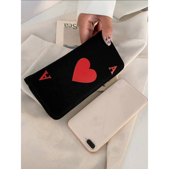 Playing Card Pattern Wallet In Black - Picture 2 of 9